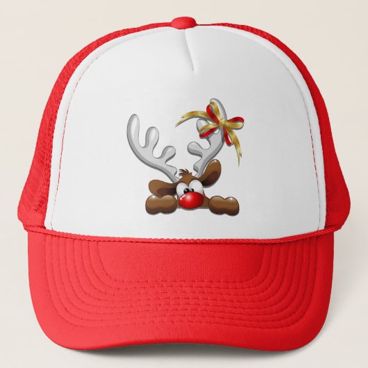 Reindeer Puzzled Funny Kerstpersonage Trucker Pet (Voorkant)