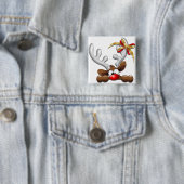Reindeer Puzzled Funny Kerstpersonage Vierkante Button 5,1 Cm (In situ)