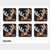 Reindeer Puzzled Funny Kerstpersonage Vierkante Sticker (Vel)
