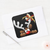 Reindeer Puzzled Funny Kerstpersonage Vierkante Sticker (Envelop)