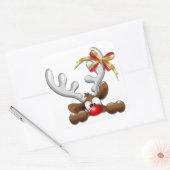 Reindeer Puzzled Funny Kerstpersonage Vierkante Sticker (Envelop)
