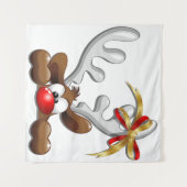 Reindeer Puzzled Funny Kerstpersonage Wandkleed (Voorkant (horizontaal))