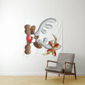 Reindeer Puzzled Funny Kerstpersonage Wandkleed (In Situ (horizontaal))