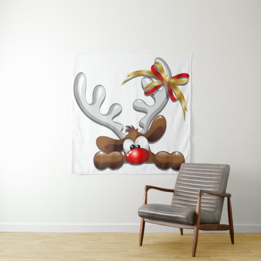 Reindeer Puzzled Funny Kerstpersonage Wandkleed (In situ)
