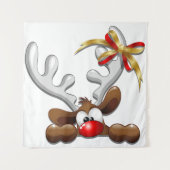 Reindeer Puzzled Funny Kerstpersonage Wandkleed (Voorkant)