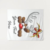 Reindeer Puzzled Funny Kerstpersonage Wandkleed (Voorkant (horizontaal))