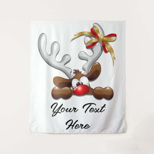 Reindeer Puzzled Funny Kerstpersonage Wandkleed (Voorkant)