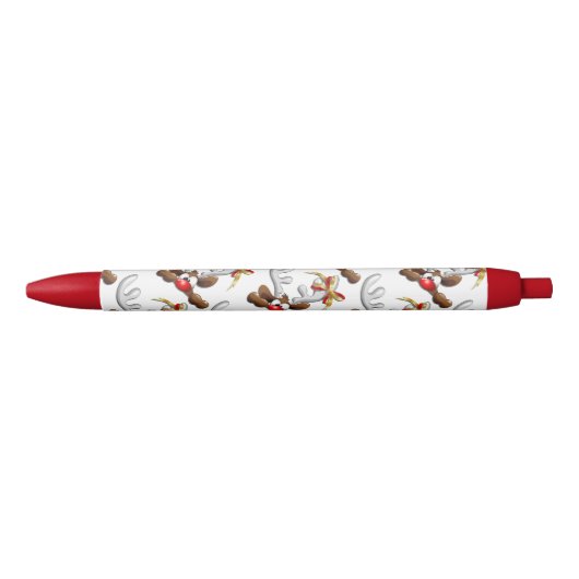 Reindeer Puzzled Funny Kerstpersonage Zwarte Inkt Pen (Voorkant)