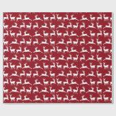 Reindeer Red White-kerstwrapppapier Cadeaupapier (Vlak)
