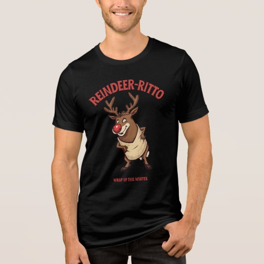 Reindeer-rito – Funny Christmas Burrito Pun  Tri-Blend Shirt (Voorkant)
