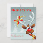 Reindeer Rudolph christmas fun wishes Postcard Feestdagenkaart (Voorkant)
