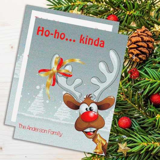 Reindeer Rudolph christmas fun wishes Postcard Feestdagenkaart