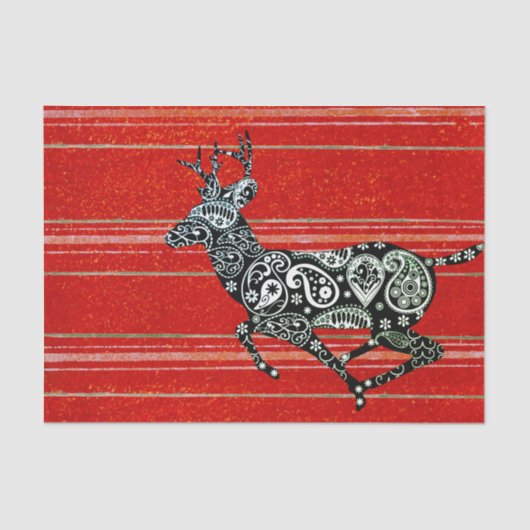 REINDEER RUNNING CHRISTMAS TISSUE PAPIER (Voorkant)