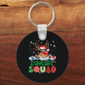 Reindeer Santa Hat Daycare Squad Teacher Christmas Sleutelhanger (Voorkant)