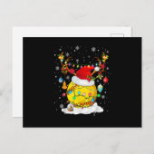 Reindeer & Santa Hat Softball Funny Softball Ma C Feestdagenkaart (Voorkant / Achterkant)