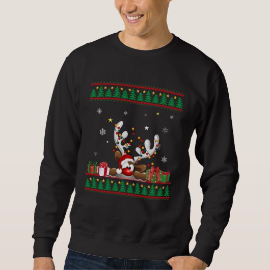 Reindeer Santa Hat Ugly Christmas Sweater (Voorkant)