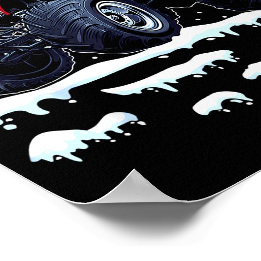 Reindeer Santa Riding Monster Truck Christmas Tree Poster (Hoek)