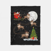 Reindeer Santa Sleigh Flying Funny Magical Christm Fleece Deken (Voorkant)