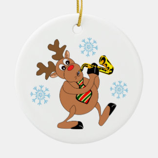 Reindeer Sax Player Ornament