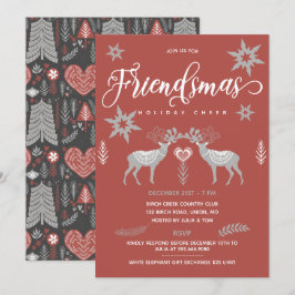 Reindeer Scandinavian Friendsmas Party Kaart