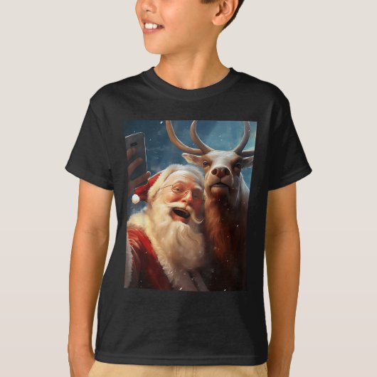 Reindeer Selfie Santa Christmas Funny Reindeer Xma T-shirt (Voorkant)
