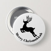 Reindeer Silhouette Chrismukkah Button (Voorkant /achterkant)