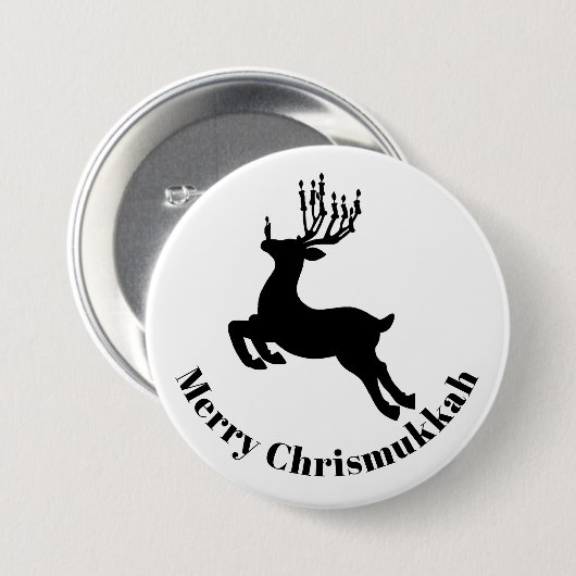 Reindeer Silhouette Chrismukkah Button (Voorkant /achterkant)