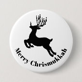 Reindeer Silhouette Chrismukkah Button (Voorkant)