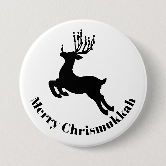 Reindeer Silhouette Chrismukkah Button (Voorkant)