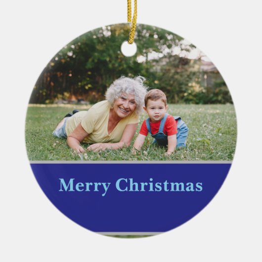 Reindeer Silhouette Christmas Greeting and Photo  Keramisch Ornament (Voorkant)