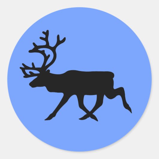 Reindeer Silhouette Ronde Sticker (Voorkant)