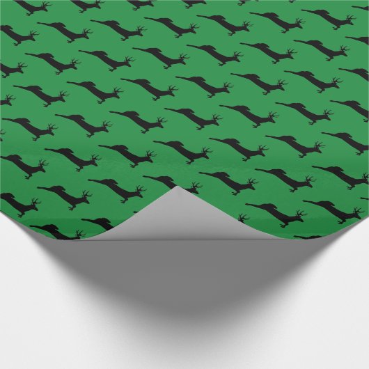 Reindeer Silhouettes Pattern Green Cadeaupapier (Hoek)