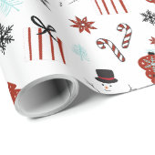 Reindeer Sleigh Christmas Pine Trees Cadeaupapier (Rol Hoek)