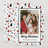 Reindeer Sleigh Christmas Pine Trees Feestdagenkaart (Voorkant / Achterkant)