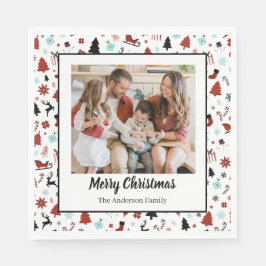 Reindeer Sleigh Christmas Pine Trees Servet