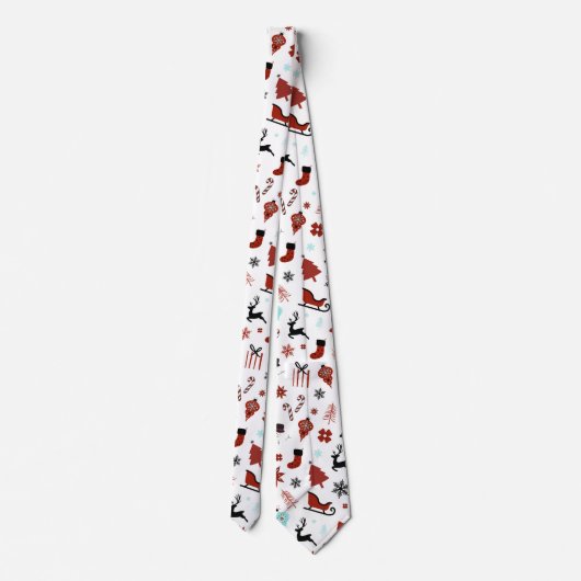 Reindeer Sleigh Christmas Pine Trees Stropdas (Achterkant)