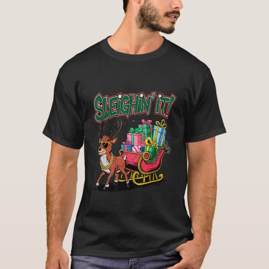 REINDEER SLEIGH HOLIDAY MEME BOOTLEG CHRISTMAS  T-SHIRT (Voorkant)