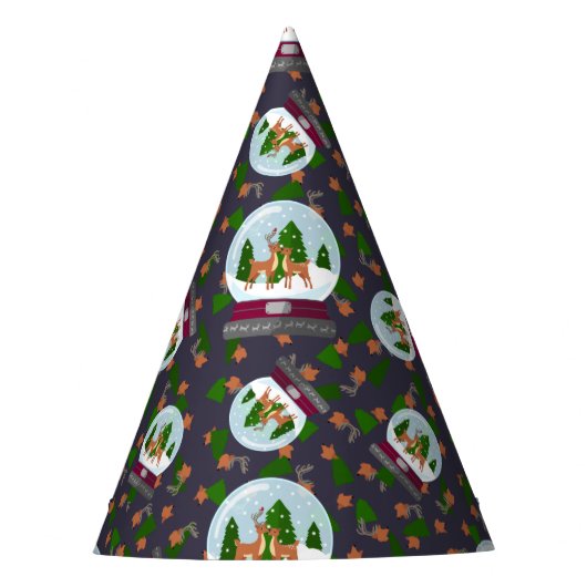 Reindeer Snow Globes Feesthoedjes (Voorkant)