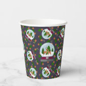 Reindeer Snow Globes Papieren Bekers (Achterkant)