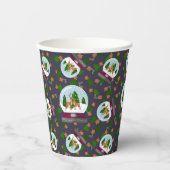 Reindeer Snow Globes Papieren Bekers (Voorkant)
