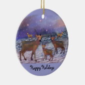 Reindeer Snowfall Holiday Ornaments Keramisch Ornament (Rechts)