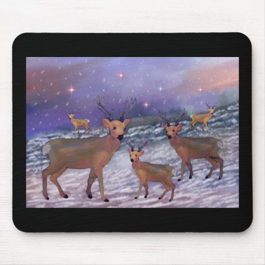 Reindeer Snowfall Mousepad Muismat (Voorkant)