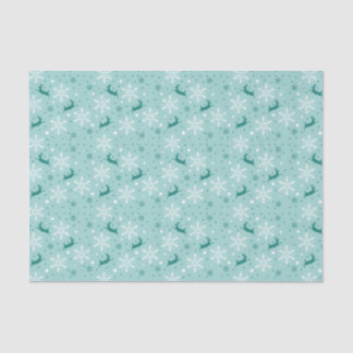 Reindeer Snowflake Blauwgroen kerstpatroon Tissuepapier