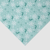 Reindeer Snowflake Blauwgroen kerstpatroon Tissuepapier (Detail)