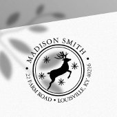 Reindeer Snowflake kerstcirkel Retouradres Zelfinktende Stempel