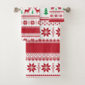 Reindeer & Snowflakes Fair Isle Bath Towel Set Bad Handdoek (Insitu)