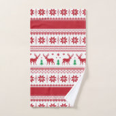 Reindeer & Snowflakes Fair Isle Bath Towel Set Bad Handdoek (Handdoek)