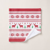 Reindeer & Snowflakes Fair Isle Bath Towel Set Bad Handdoek (Wasdoekje)