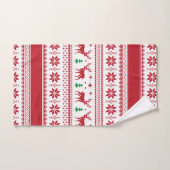 Reindeer & Snowflakes Fair Isle Bath Towel Set Bad Handdoek (Handdoek)
