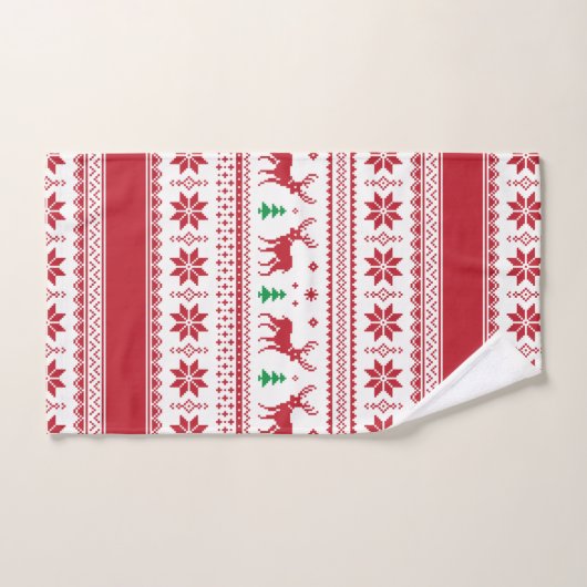 Reindeer & Snowflakes Fair Isle Bath Towel Set Bad Handdoek (Handdoek)